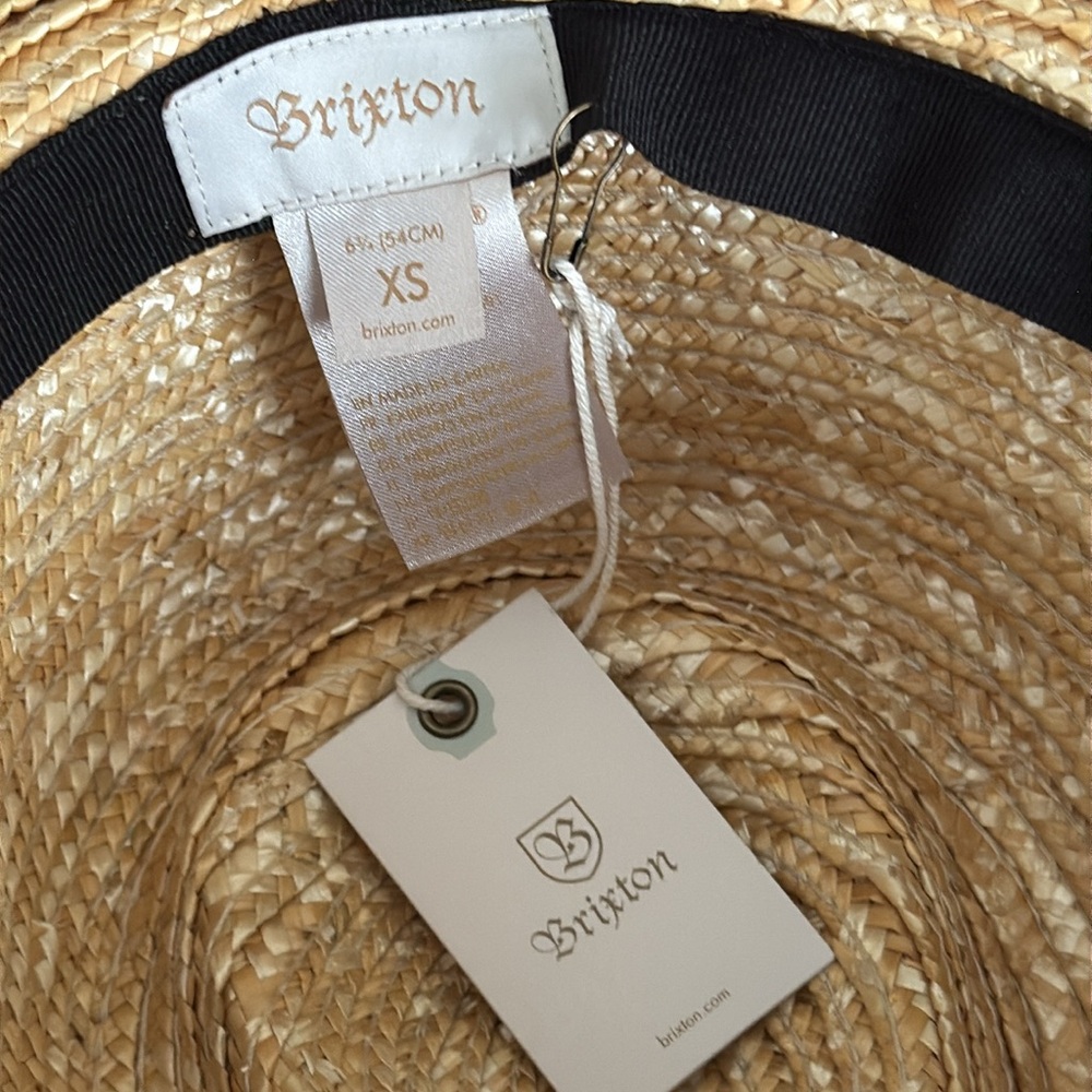 Brixton Natural Straw Boater Hat with Black Band - Picture 4 of 7